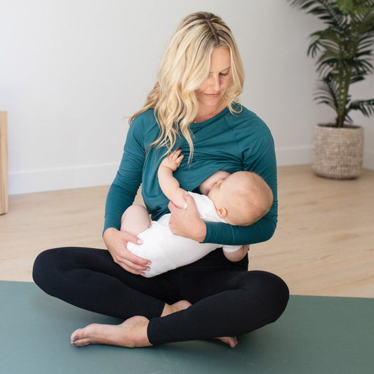 Triangle Cut Out Nursing & Maternity Long Sleeve Shirt | Teal-Tops-Kindred Bravely