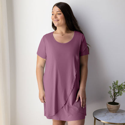 Tulip Hem Nursing & Maternity Nightgown | Burgundy Plum-Pajamas-Kindred Bravely