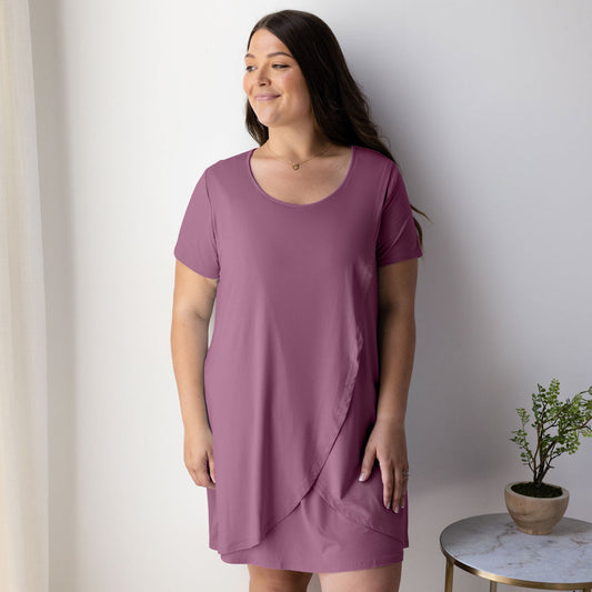 Tulip Hem Nursing & Maternity Nightgown | Burgundy Plum-Pajamas-Kindred Bravely
