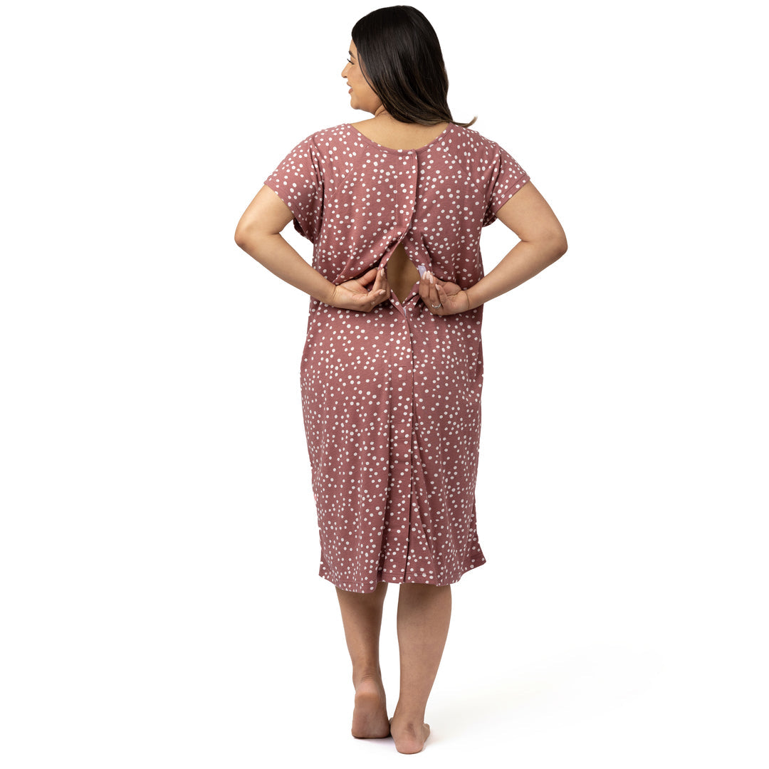 Universal Labor & Delivery Gown | Rosewood Polka Dot – Kindred Bravely