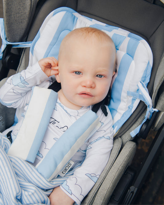 Stroller Party™ Seat Liner | Blue Wide Stripe