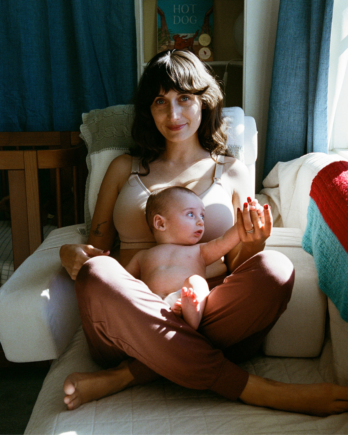Woman wearing the Signature Sublime® Contour Maternity & Nursing Bra in Beige@model_info:Kayla is wearing a Small Busty.