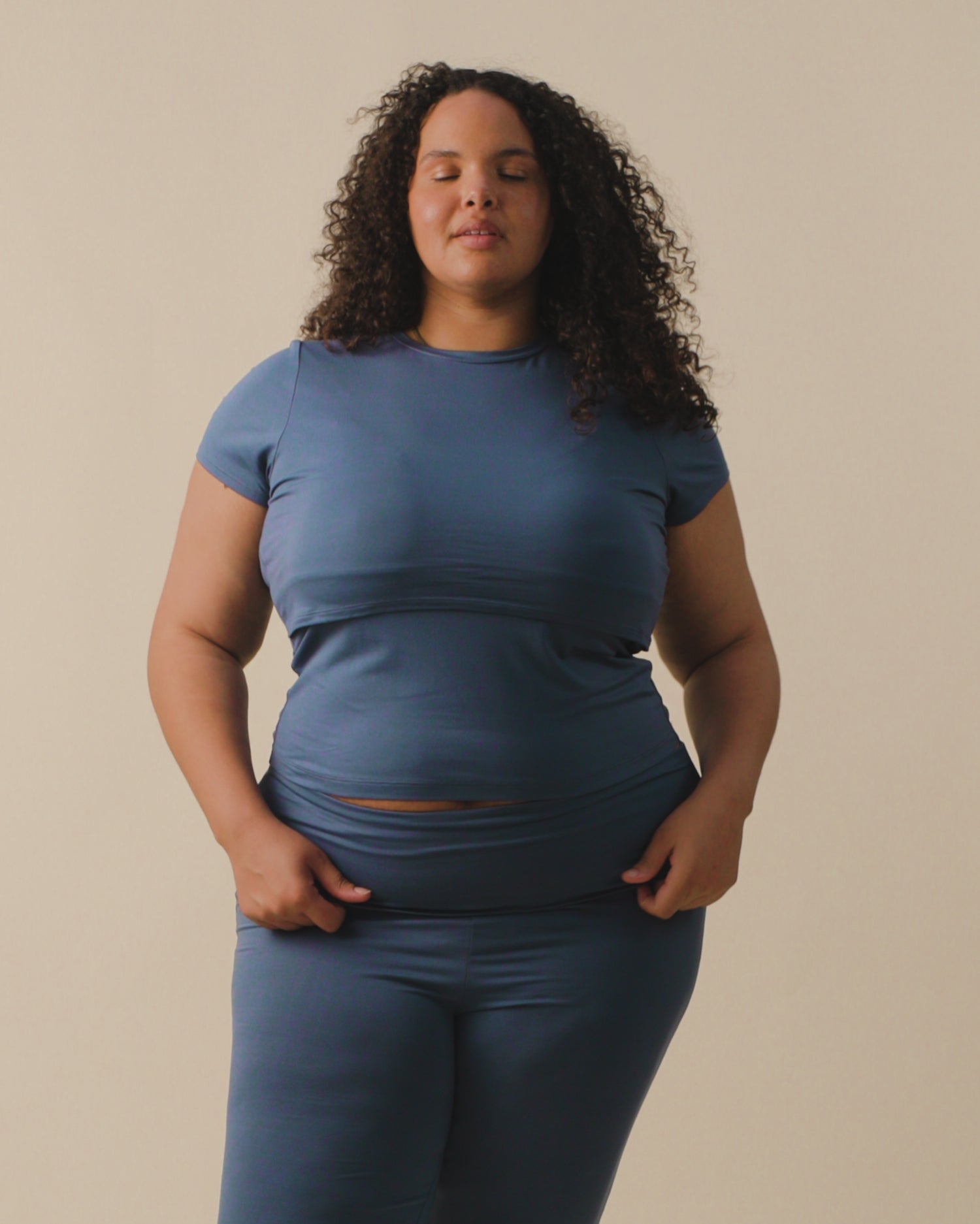 Video showing model wearing
The Sunday Maternity & Nursing Pajama Set