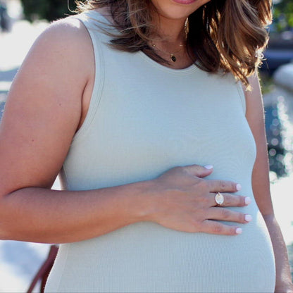 Gwen Ribbed Bamboo Maternity Midi Dress | Black