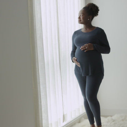 Bella Ribbed Maternity Pajama Set | Maroon