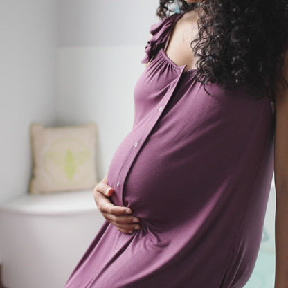 Ruffle Strap Labor & Delivery Gown | Pink Hydrangea